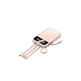 モバイルバッテリー 4つケーブル内蔵型 ミニサイズ 大容量 10000mAh 携帯 スマホ充電器 軽量 小型 4台同時充電 Cタイプ Type-C iPhone対応 Micro USB-A android GALAXY Xperia 2.1A急速充電 スマートフォン アイフォン互換性 旅行 出張 地震 台風 防災グッズ 携帯電話充電器 緊急停電対策 PSE認証 (ピンク)