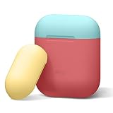 【elago】 AirPods 対応 ケース シリコン 製 カバー バイカラー ツートン デザイン 耐衝撃 傷防止 保護 アクセサリー [ Apple AirPods1 / AirPods2 Wireless Charging Case エアーポッズ 対応 ] DUO CASE イタリアンローズ