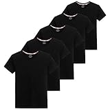 [KISETSUKI] インナーシャツ メンズ 肌着 ５枚組 綿100% 半袖 クルーネック Tシャツ 白 黒 クセになる肌触り 無地 (ブラック, 2XL)