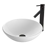 VIGO White Phoenix Stone Vessel Sink and Dior Vessel Faucet with Pop Up, Antique Rubbed Bronze [並行輸入