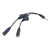 Ulyris 3.5mm AUXオーディオケーブル、3.5mm M/2F ステレオヘッドホンオーディオ延長コードケーブル + ボリュームコントロール 15CM