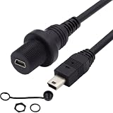 chenyang Mini USB 5ピン フラッシュマウント オス-メス 延長ケーブル 車のダッシュボードパネルマウント用 防水 防塵