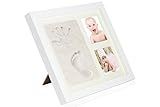 Ideallee Baby Footprint & Handprint Multiple Picture Collage Frame | Acrylic Glass Wood Framing & No