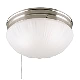 Westinghouse 6721000 Two-Light Flush-Mount Interior Ceiling Fixture with Pull Chain, Brushed Nickel 