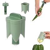 2イン1 ペッパー芯抜き器 ピーマンカッター 2イン1 フルーツ芯抜き機 種子とディシードスライサー キッチン ホーム 家族 キャンプ用 (グリーン)