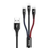 Mcdodo 3in1充電ケーブル 1.2m 2.4A急速充電 3種類同時充電 高速データ転送(ライトニングのみ) Light-ningケーブル USB-Cケーブル Micro USBケーブル Type-Cコード アルミ合金外装 高耐久ナイロン編み 1本3役 充電コード スマホ・タブレットなど適用 iPhone Pad Galaxy AndroidなどUSB機器対応 ブラック