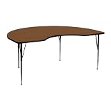Flash Furniture XU-A4872-KIDNY-OAK-H-A-GG Kidney Shaped Activity Table with High Pressure Oak Lamina
