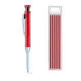 建築用シャーペン 建築用鉛筆 1本 替え芯1色6本付き 2.8mm 墨付け すみつけシャープペンシル 大工 建築 木工 工事 デッサン スケッチ マーク用マーキングツール(赤鉛筆＋赤芯（6本箱）)