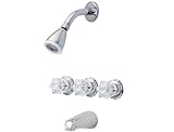Pfister g01 – 3180 3-handleタブ&シャワー蛇口withアクリルノブハンドル、ポリッシュクローム、2.0 GPM
