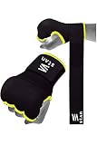 [ＳｔＡｎ] バンテージ 簡単 マジックテープ式 インナーグローブ ボクシング MMA 衝撃吸収ゲルパッド (L, ブラックイエロー)