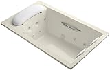 KOHLER K-1365-H3-47 River Bath 75-Inch X 45-Inch Drop-In Whirlpool Bath with Faucet Valves and Heate