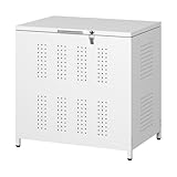 Harper & Bright Designs ゴミ箱 屋外 大容量 210L ゴミステーション 野良猫対策 カラスよけ 通気性 ごみ集積所 ゴミ荒らし防止 ふた付き アジャスター 組立式 ホワイト