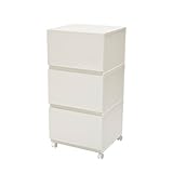 squ+ コレクトケース ワイド深型3段セット LW×3 キャスター付き ホワイト SNK-20WH