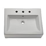 Decolav 1417-8-CWH Classically Redefined Square Ceramic Vessel Lavatory Sink with Overflow, White [並