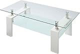 ガラステーブル リビングテーブル 幅96cm 8mm厚 天板 センターテーブル ローテーブル 応接セット 施設 ロビー カフェテーブル ソファテーブル 机 収納 テーブル ディスプレイ 強度 デザイン ゴージャス モダン おしゃれ (ホワイ