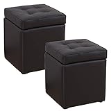 【座ったり収納したり実用性抜群 いろんな使い方ができる1人掛けスツール(2個セット)】 ズレないフタ一体型 耐荷重90kgで頑丈 22L分の収納が可能 お手入れ簡単PVC 収納力抜群 (ブラック色)