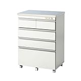 イヌイ キッチンカウンターステンレス天板 鏡面 食器棚 4段 幅120 ホワイト