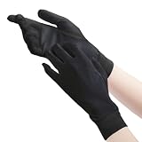 [BiURU] ナイトグローブ シルク手袋 絹 手荒れ uvカット ハンドケア (ブラック22FW, M)