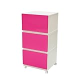 squ+ コレクトケース ワイド深型3段セット LW×3 キャスター付き ピンク SNK-30PI