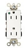 Leviton 16262-PLW 15 Amp, 125 Volt, Decora Plus Duplex Receptacle, Power Indication, Straight Blade,