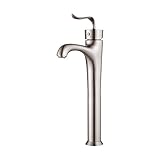 Kraus FVS-13800-Pop Up15BN Modern Coda Single Lever Vessel Bathroom Faucet with Matching Pop-up Drai