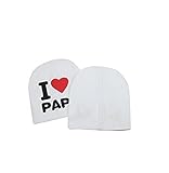Aisaファッション幼児用、幼児用ベビーコットンI Love Mama / Papaプリントソフトビーニー帽子キャップ( Pack of 2 ) カラー: ホワイト