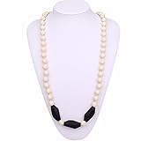Happy Chew Silicone Teething Necklace (Navajo White/Black) by Kiddles