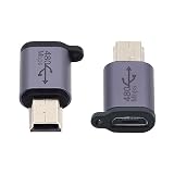 CY アダプター 2 ピース/ロット USB2.0 マイクロメス - ミニ USB Type-C USB-C オス電源アダプター 480Mbps データ チェーン穴付き
