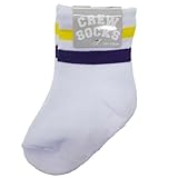 2 LINE[新生児足首靴下]ベビークルーソックス/WHITE PURPLE YELLOW