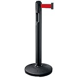 スガツネ工業 屋外用ベルトパーティション 支柱:ブラック ベルト:レッド ベース:注水タイプ 80-5000-BK-RD