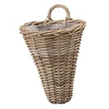 ラタンバスケット モンデリック ウォールバスケット 取っ手付き 【L25cm】 籐製 〔屋外/ガーデニング用品/園芸〕