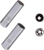 Mirhua プラグレンチ スパークプラグレンチ ジョイントユニバーサルソケット 12角薄壁 3/8(9.5mm)挿入角 ロープロファイル 輸入車などのプラグ交換用 (14mm +16mm)