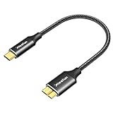 CLEEFUN USB C to Micro B ケーブル 短い/0.3m USB 3.1 10Gbps 高速データ転送 Type C to Micro B 変換ケーブル USB C 外付けhddケーブル マイクロB変換ケーブル 外付けHDD/SSD ハードドライブ/Macbook(Pro)/カメラなどに対応