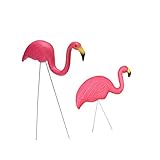 Dovewill フラミンゴのオブジェ　2個　 ガーデン置物　庭の装飾　キュート　芝生　アート　装飾　ピンク
