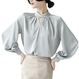 [dfazlan] ブラウス レディース 長袖 シフォン シャツ フランス語 ホルターネック シャツ パフスリーブ 無地 エレガント オフィス 着痩せ おしゃれ 秋 冬 春 秋