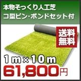 ノーブランド品 究極の人工芝本物そっくりリアリーターフ(1m×10m)芝丈40mmボンド/ガン/コ型ピン20個セット