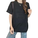 morytrade レディース Tシャツ 半袖 しっかりした生地 ゆったりサイズ (M, 黒)