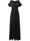PrimeホットJayJayレディースカジュアルUネックオフ肩フリル付き袖ロングマキシドレス US サイズ: XL カラー: ブラック