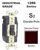 Leviton 1286 20-Amp 120-Volt Toggle Double-Pole AC Quiet Switch, Brown [並行輸入品]