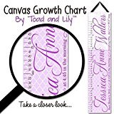 子供用キャンバスBirth Info Growth Chart QuarterfoilとパープルダマスクBaby NurseryキャンバスGrowth Chartベビーシャワーギフトgc0247