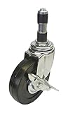 ユーエイ　ゴムパイプ２２径差込みキャスターＳ付自在車　　１００径ゴム車輪