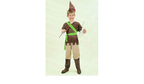 Amazon ロビンフッド風 キッズ コスチューム コスプレ 衣裳 弓矢付き ハロウィンなどに Sサイズ 110 1cm 変身アクセサリー おもちゃ