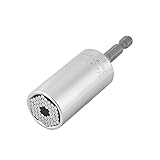 Qiilu万能ソケット 多機能 ソケットレンチ 2点セット( 7～19mm,1/4～3/4インチ)対応 グリッパー & ドリルアダプター (（7-19）3/8套筒银色+接杆)