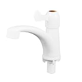 uxcell 水タップ　洗面台の蛇口　スレッド 　浴室 　ホワイト　プラスチック製　シングル　ハンドル