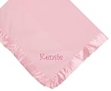 KENSIE Girl刺繍マイクロフリースサテントリムベビー刺繍ピンクBlanket