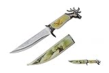 13.5 " Collector 's WildlifeコレクションHunting BowieナイフホワイトTale / Mule Deer & Elk with Antlers with Decor