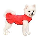 Topkins 犬用ドレス、女の子用小型犬用スポーツドレス、フリル付き犬用サンドレス、ドーパミンカラーのかわいいペット服 コットン製 ファッションカラー、春夏用スナップボタン2つ付き(レッド、XL)