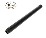 1 / 2 " x 12 "ブラックパイプ可鍛性ガススチール乳首継手 – ブラック仕上げ – 10パック