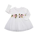 ベビー服 子供服 女の子 秋冬 長袖 ドレス おしゃれ 花柄 薄絹 プリンセス ドレス ワンピース パーティー 結婚式 　 (ホワイト, 18-24M)