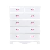 アルファタカバ 子供部屋に置きたいキッズチェスト ポップハート 幅75cm5段タイプ ホワイト(取っ手ピンク)